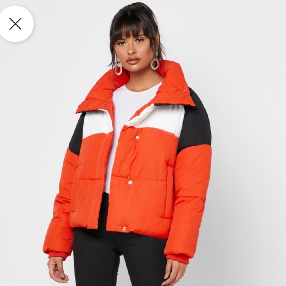NWT Topshop Colorblock Puffer Jacket